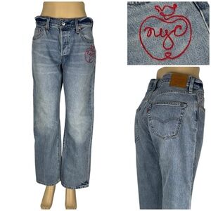 Levis Premium Jeans Womens Size 28 X 30 Blue 501 '90s Selvedge Denim Retro EUC